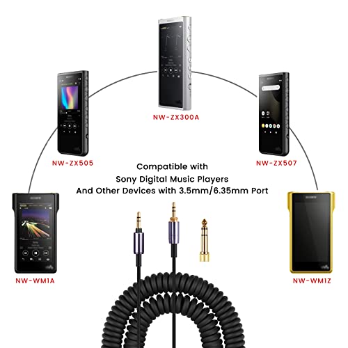 WH-1000XM3 Coiled Audio Cable for Sony WH-1000XM4, WH-1000XM2 Headsets | 1/8" Extension Cord with 1/4" Adapter for PS5 PS4 PC Smartphone Xbox One, 4ft to 14ft Long