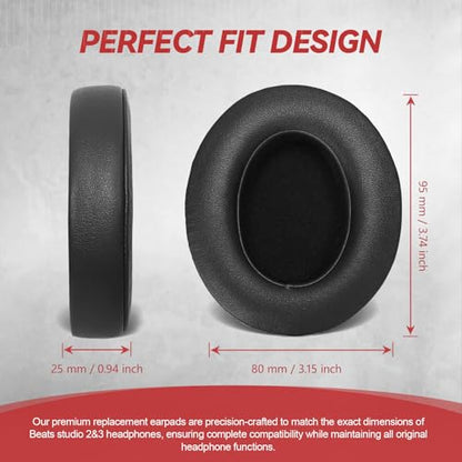 Aurivor Studio 3 Replacement Ear Pads for Beats Studio 3/2 Headphones, Cushions Earpads with Premium Protein Leather, Softer Memory Foam, Stronger Adhesive (Black) - color: Black
