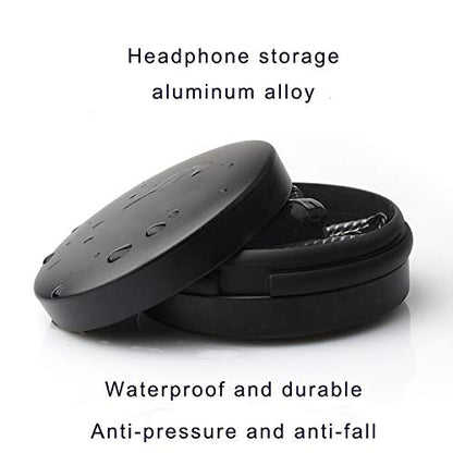 Earbuds IEMs Case,Mini Portable Earphone Case, Waterproof Aluminum Alloy Housing Headphone Case for Travel, Protective, Dust Proof, Water Resistant, Lightweight Universal Carrying , Black