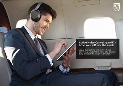 Philips PH805 Active Noise Canceling (ANC) Over Ear Wireless Bluetooth Performance Headphones w/ Hi-Res Audio, Comfort Fit and 30 hours of playtime (TAPH805BK) - style: ANC | 30 hrs batt