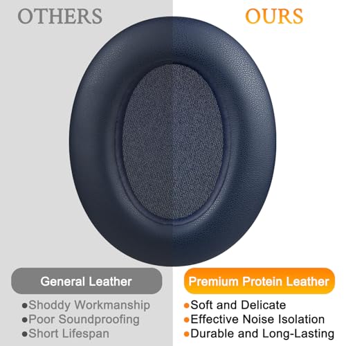 SOULWIT Earpads Cushions Replacement for Sony WH-XB910N Extra Bass Headphones, Ear Pads with Soft Protein Leather, Noise Isolation Foam - Blue - color: Blue