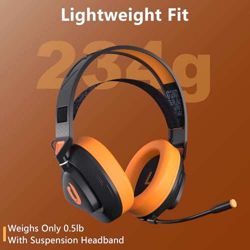 Jeecoo G90 Gaming Headset with Microphone for PC PS4 PS5 - Low-Latency 2.4G Wireless & Bluetooth V5.3, Superb Stereo Sound, Lightweight & Comfortable Over-Ears Gaming Headphones (Not for Xbox)