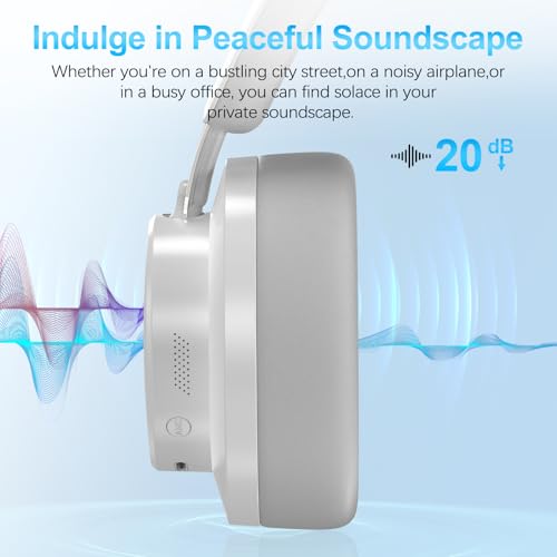 Noise Cancelling Headphones Wireless Bluetooth, Over Ear Headphone Bluetooth with Microphone, Cancelling Wireless Headphones Over Ear, 65h Playtime, Clear Calls, Comfort Fit for Travel (Grey) - color: Grey