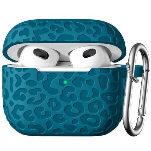 Compatible with AirPod Case 3rd Generation, Leopard Engraved Soft Silicone Skin Cover Full Protective Case,Compatible with Apple AirPod 3rd Generation Case,Front LED Visible - color: Blue, size: AirPods 3rd Case