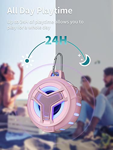 EBODA Shower Waterproof Bluetooth Speakers Portable Gifts for Teen Girls | IP67 Wireless Small Speaker, 24H Playtime for Home, Pool, Kayak, Hiking, Boat, River Floating, Tween Girls Trendy Stuff-Pink - color: Pink