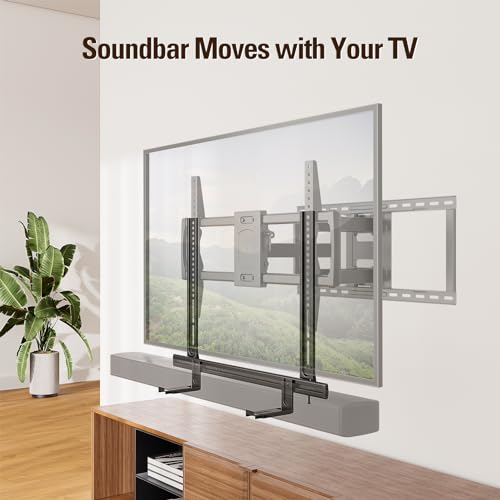 Mounting Dream Soundbar Mount, Heavy Duty Soundbar TV Bracket up to 26.5lbs | Sound Bar Mount for Soundbars with/ without Holes, Height & Level Adjustment, No-Slip Base Holder Extends 3.44”-6.06”, MD5428 - size: Soundbar Mount Up to 26.5 lbs