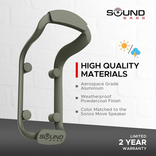 Move Speaker Wall Mount Bracket, Weatherproof, Green | Compatible with Sonos Move & Move 2, Including Mounting Accessories - color: Green