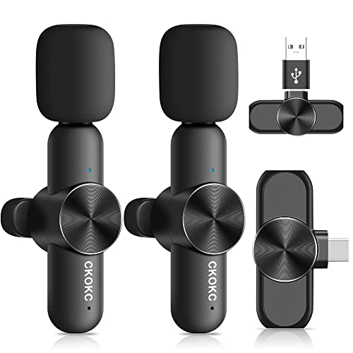 Wireless Microphones for iPhone 15 - Android Phone & Computer/Laptop, Mini Professional Wireless Lavalier Microphone for Video Recording Podcast Cordless Lapel Mic with USB C