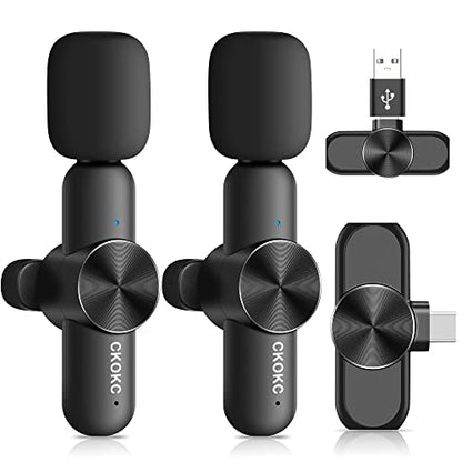 Wireless Microphones for iPhone 15 - Android Phone & Computer/Laptop, Mini Professional Wireless Lavalier Microphone for Video Recording Podcast Cordless Lapel Mic with USB C