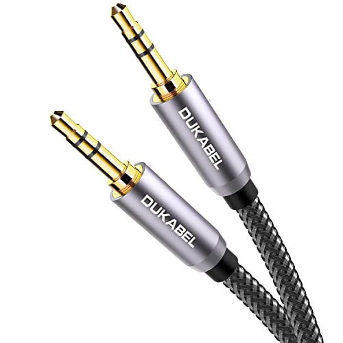 Top Series Audio Cable 8 Feet (2.4 Meters) - Shielded Aux Cable Cord 3.5mm Male to Male Stereo Auxiliary Cable Cord/Crystal-Nylon Braided / 24K Gold Plated / 99.99% 4N OFC Conductor | 24K Gold Plated Conductor Auxiliary Cable with Stereo Sound for Car Hea