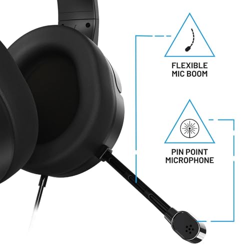 4Gamers Panther Over-Ear Gaming Headset Compatible with PS4/PS5, Xbox, Switch, PC with Flexible Mic, 3.5mm Jack, 1.5m Cable- Lightweight, Comfortable and Durable