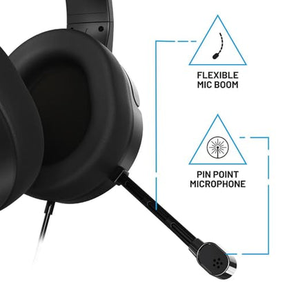 4Gamers Panther Over-Ear Gaming Headset Compatible with PS4/PS5, Xbox, Switch, PC with Flexible Mic, 3.5mm Jack, 1.5m Cable- Lightweight, Comfortable and Durable