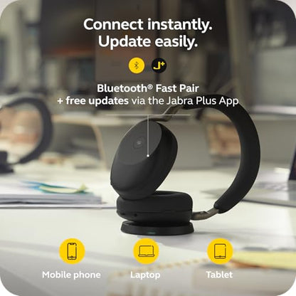 Jabra Evolve3 85 Over‑Ear Wireless Bluetooth Headphones with Mic, Black - color: Black, style: All Platforms