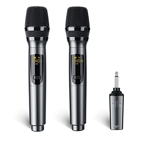 LEKATO Wireless Microphone Rechargeable Wireless Microphones with Receiver Dual Handheld Microphone System Dynamic MIC for Singing, Speech, Wedding, Church,Speaker, PA System(K380S) | Rechargeable dynamic microphones for singing, speech, weddings, churche