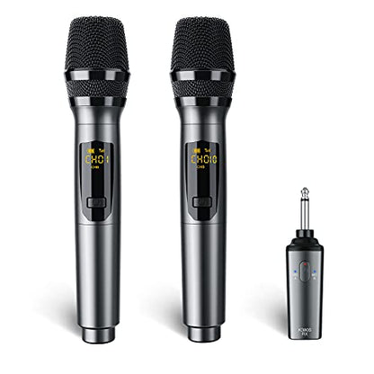 LEKATO Wireless Microphone Rechargeable Wireless Microphones with Receiver Dual Handheld Microphone System Dynamic MIC for Singing, Speech, Wedding, Church,Speaker, PA System(K380S) | Rechargeable dynamic microphones for singing, speech, weddings, churche