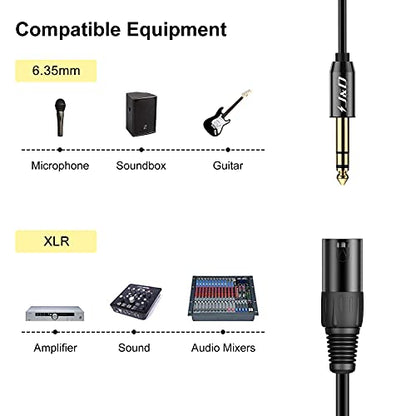 J&D 1/4 to XLR Cable, Gold Plated Heavy Duty TRS 6.35mm (1/4 inch) to XLR Male to Male Balanced Interconnect Cord for Speaker, Condenser, Mic, Mixer, AMP, 9 Feet