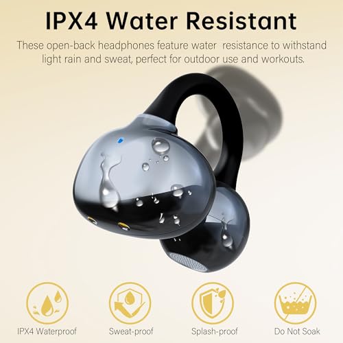 Clip On Earbuds Bluetooth 5.4, Open Ear Wireless Headphones with ENC Mic, 40H Playtime Ear Clip Earbuds, Lightweight Comfortable Fit with Touch Control for Sport