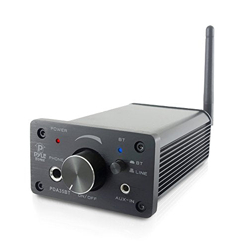 Pyle PDA35BT 100 Watt Mini Bluetooth Power Digital Class D Amplifier & Headphone Amplifier with Two Aux Inputs - 2 Channel Stereo Output - Portable Compact