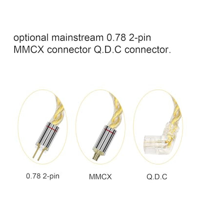 ARTTI A3 Pure Earphone Cable 2.5/3.5/4.4mm 3in1 Plug 4 Cores 288 Strands Silver-Plated 7N OCC Copper 2pin/MMCX/QDC Detachable Earbuds Cable, IEM Replacement Upgrade Cable (MMCX Right Angle) - size: MMCX BEND