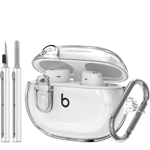 for Beats Studio Buds/Studio Buds Plus Case Cover with Lock, Clear | Protective Cover for New Beats Studio Buds + Wireless Earbuds Case with Keychain & Cleaner Kit (2021/2023) - color: Clear+P