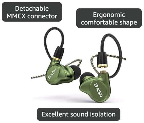BASN Metalen 4 Drivers in-Ear Monitor Headphones (Metallic Green) - color: Green