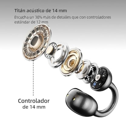M100 Clip On Earbuds with Touchscreen Case , Wireless Open Ear Headphones for Glasses Small Ears,50h Battery Life，Lightweight 4.1g, Bluetooth 6.0 , IPX7 Waterproof , Earbuds for Running work out,black - color: Black