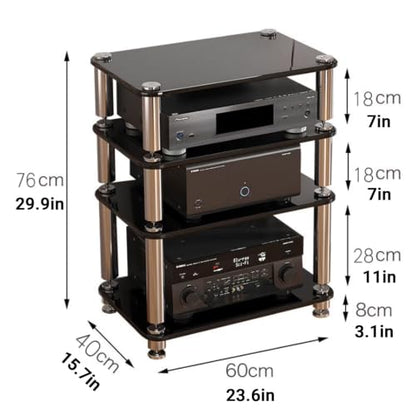 Tempered Glass HiFi Audio Rack Stand, Anti-Vibration Amplifier Shelf(White,4-Layer) - color: White, size: 4-layer