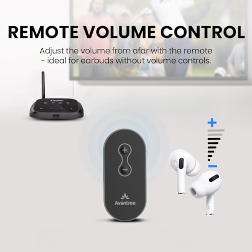 Avantree Oasis Plus 2 – Bluetooth TV Transmitter with Remote Volume Control | Connect Two Headphones, aptX Adaptive, Soundbar Passthrough, and Optical or AUX TV support - style: Oasis Plus 2