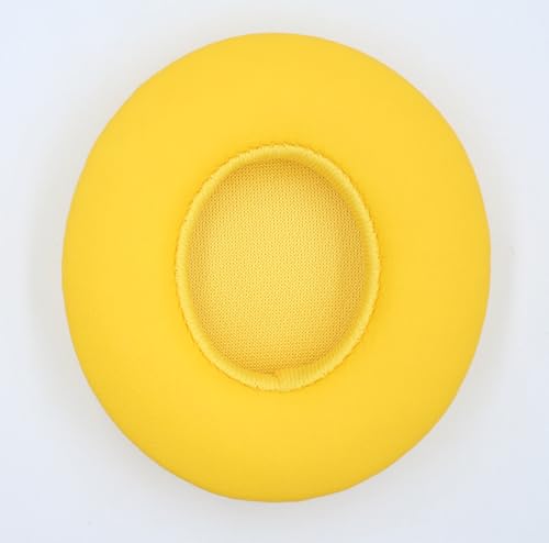 Headphone Replacement Ear Pad Cover Compatible with Beats by Dre Solo3 Solo2 Wired Wireless Headphones Protein Leather Memory Foam Headphone Cushion Ear Muffs-College Yellow - color: college yellow