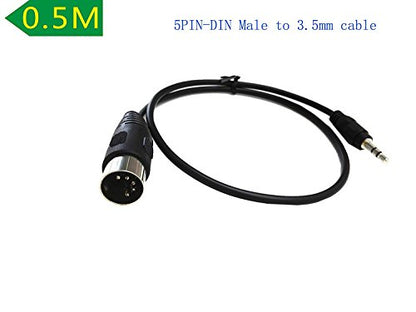 SinLoon 5-Pin DIN-Male Cable, 5 Pin to 3.5mm(1/8") TRS Stereo Male Jack Stereo Audio Cable for Musical Instrument Signal Output (0.5m,3.5M-5 DIN M)