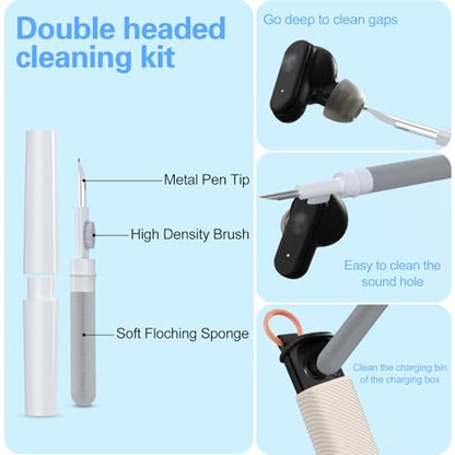 for Skullcandy Dime Evo Case Cover, Soft Silicone Protective Earbuds Case, Only Compatible with Skullcandy Dime Evo with Cleaner Kit Accessories Set(Off-White) - color: Off-White