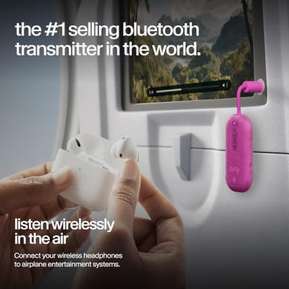 Twelve South AirFly Pro 2, Bluetooth Adapter, Pair 2 AirPods, Fuchsia Ice | Pair 2 AirPods or Wireless Headphones – 3.5mm AUX Bluetooth Transmitter and Receiver for Cars, Boats, Treadmills, TVs & More - color: Fuchsia Ice, style: AirFly Pro 2
