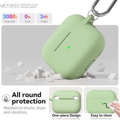 for AirPods Pro 3 Case 2025,Come with Cleaner Kit,Pastel Green | Silicone Protective Cover for Airpod Pro 3rd Generation Case with Keychain,for Women Men,One-Piece Design,Shockproof - color: C-Pastel Green