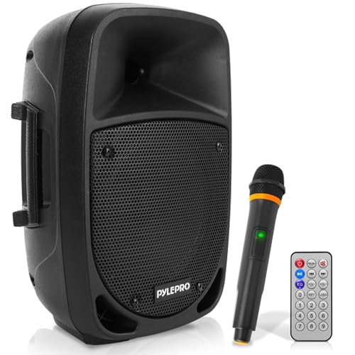 Pyle Portable 800W Karaoke PA System with Wireless Microphone, Bluetooth Streaming, Rechargeable Battery, USB/SD Recording & Powerful Sound – Compact Karaoke Speaker and PA Speaker for Home and Events - size: 8-inches Subwoofer