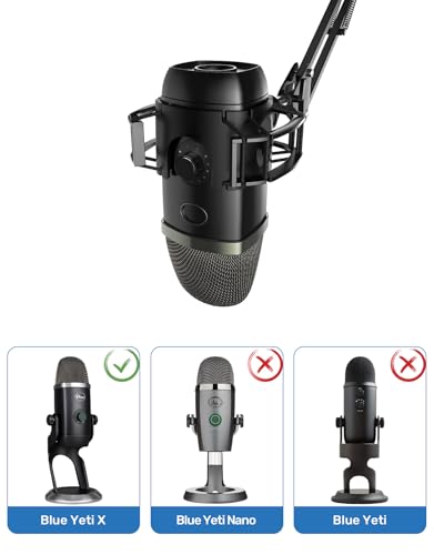 Custom Built for Blue yeti x Shock Mount, 2026 Upgrade Anti-Vibration Suspension Elastic Shock Mount Holder Clip Mics Stand Compatible with Blue yeti x Microphone