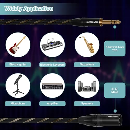 XLR to 1/4 inch (6.35mm) 25ft 2packs, XLR Male to 1/4 Male | TRS to XLR Cable, Quarter Inch Microphone Cable Nylon Braided - size: 25ft 2Pack, style: XLR Male to 6.35
