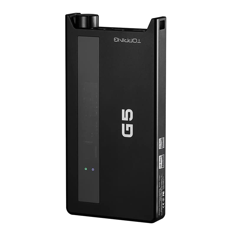 Fanmusic Topping G5 Headphone Amplifier Portable ES9068AS DAC&Amp LDAC Hi-res Audio Support up to DSD512 768kHz (Black) - color: Black