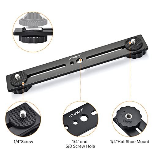 UTEBIT 8 inch Flash Bracket, with 1/4" Screw Hot Shoe, 1 Pack - size: 8 inch (Metal)