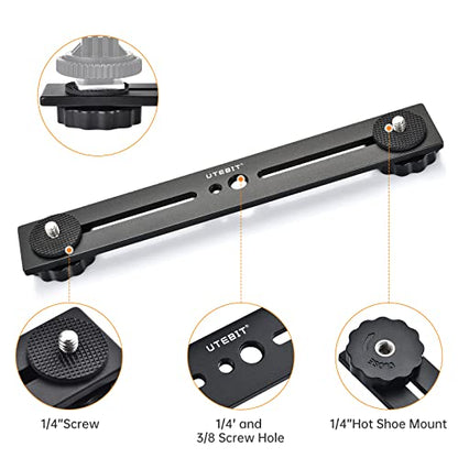 UTEBIT 8 inch Flash Bracket, with 1/4" Screw Hot Shoe, 1 Pack - size: 8 inch (Metal)