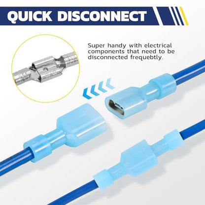 haisstronica 220 PCS Nylon Spade Connector, Male/Female, AWG 22-10 | Thick Crimp Barrels, Thick-Wall Nylon Sleeves, Auto and Trailer Repairs, Marine Wiring, Quick-Disconnect Wire Crimp Terminals - size: 220 PCS