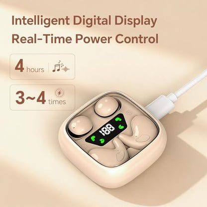 Xmenha Flat Sleep Mini Invisible Small Tiny Earbuds Wireless Bluetooth Ear Buds for Sleeping Headphones Micro Smallest Discreet Sleep Earbuds Earphones for Side Sleepers, Small Ears Canals Women, Work - color: White