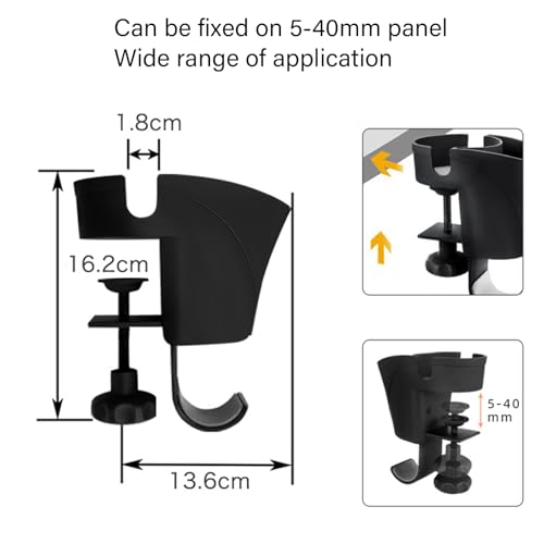 Space Saving Clamp On Headphone Holder with Pen Cup Holder for Easy Access On Any Desk Surfaces No Drill Headsets Holder