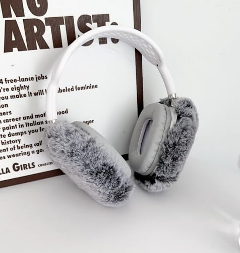 Fluffy Plush Case for AirPods Max Headphones, Cute Furry Fur Ear Cups Skin Soft Slicone Protective Cover for AirPods Max(Dark Grey) - color: Dark Grey