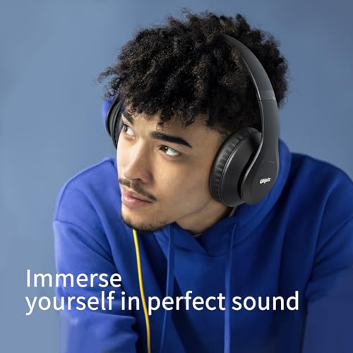 Uliptz Bluetooth Headphones Over Ear, Wireless HiFi Stereo Foldable Headset | 65H Playtime, Bluetooth 6.0, 6 EQ Modes, Built-in Mic, Deep Bass Stereo, Lightweight Design for Home, Office, Travel & PC - color: Black