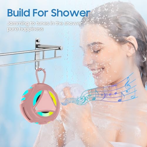 Bluetooth Shower Speake Waterproof，Portable Outdoor Bluetooth Speake with RGB Lights，IPX67 Floating，Built-in Mic，24Hrs Playtime，True Wireless Stereo，Gifts for Teens Boy Girls Women Men - Pink - color: Pink