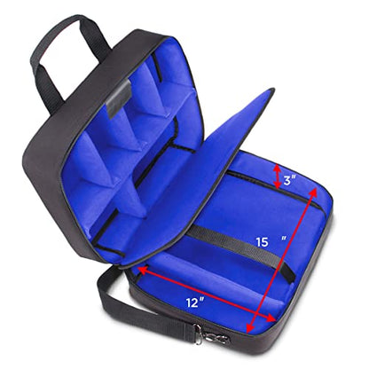 USA Gear Audio Mixer Case Fits RODECaster Pro II, Pro & Duo, GoXLR, & more Podcast Equipment - Podcast DJ Travel Bag with Customizable Interior, Scratch-Resistant Interior, Shoulder Strap (Blue) - color: Blue