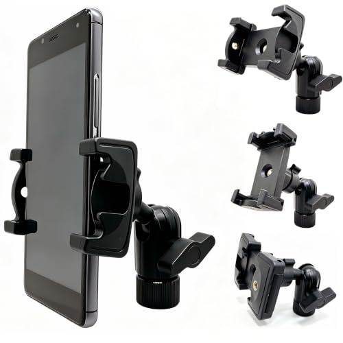 360° Swivel Adjust Smartphone Holder with 5/8" Tripod Microphone Stand Adapter for All Smartphone up to 3.6 inch Wide (iPhone 18 17 Air 16 15 Pro Max Plus Galaxy S25 S26 Flip)