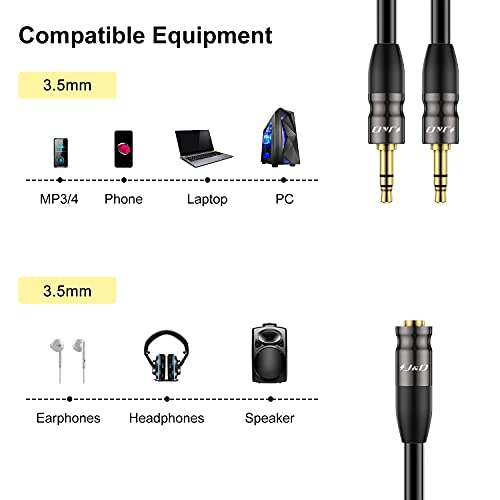 J&D 3.5 mm to 2X 3.5 mm Cable, Gold Plated Joint Copper Shell Heavy Duty 3.5mm 1/8 inch TRS Female to Dual 3.5 mm 1/8 inch TRS Male Y-Splitter Stereo Audio Adapter Cable, 0.65 Feet - size: 0.65 Feet