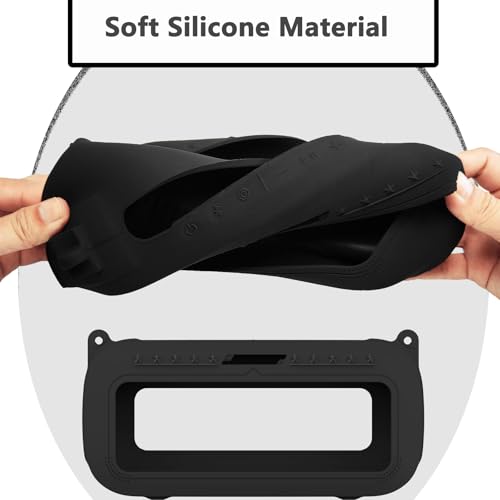 JCHPINE Silicone Cover and Carrying Case for Bose SoundLink Max Speaker | Protective Cases for SoundLink Max Speaker Accessories, Soft Silicone Cover and Hard Case with Shoulder Strap (Black) - color: Black Case