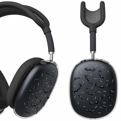 for AirPods Max Headphones Halloween Ear Covers for AirPods Max 2 | Cool Bat Clear Ear Cups Cover | Black Silicone Ear Pad Case Headband Cover for Apple AirPods Max 2/1 (2026/2024/2020) - color: Bat B/Black
